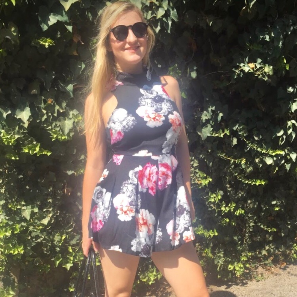 LF Black Floral Romper
